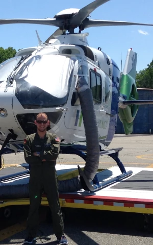 Helicopter on helipad